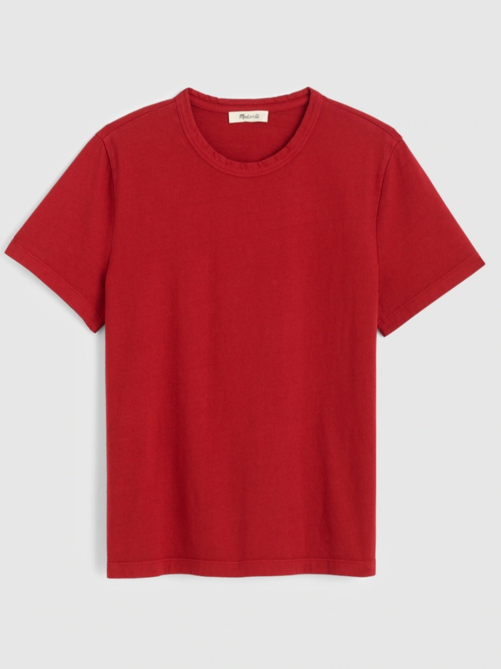 Madewell The Perfect Crewneck Tee in Allday Jersey - Barn Red